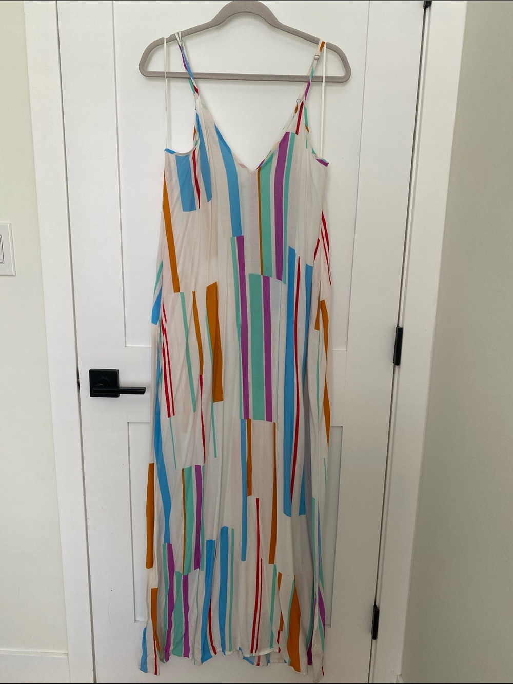 Women's Multicolor Vertical Striped Maxi Dress